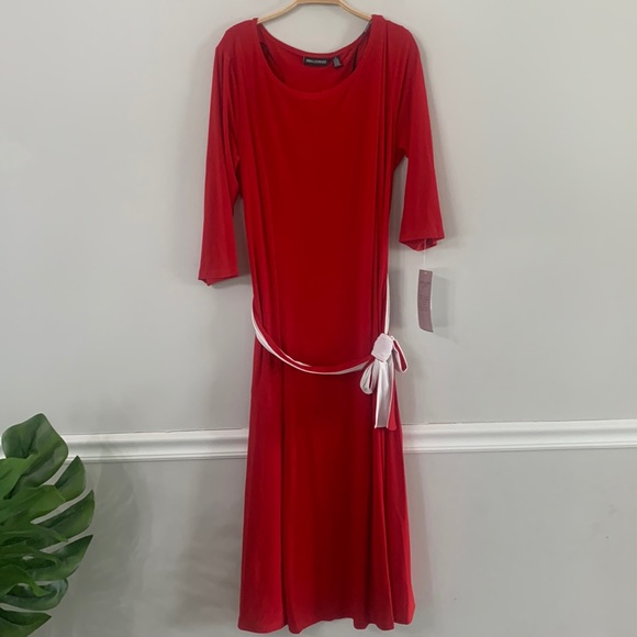 NEW NINA LEONARD RED DRESS SIZE:1X - Picture 1 of 4